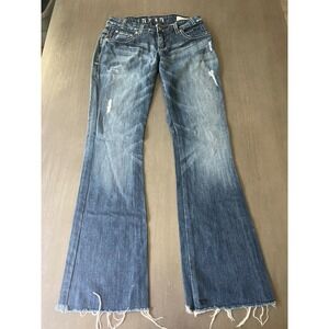 Southern Thread The Samantha Flare Jean Womens 27 Regular Medium Wash Frayed Hem